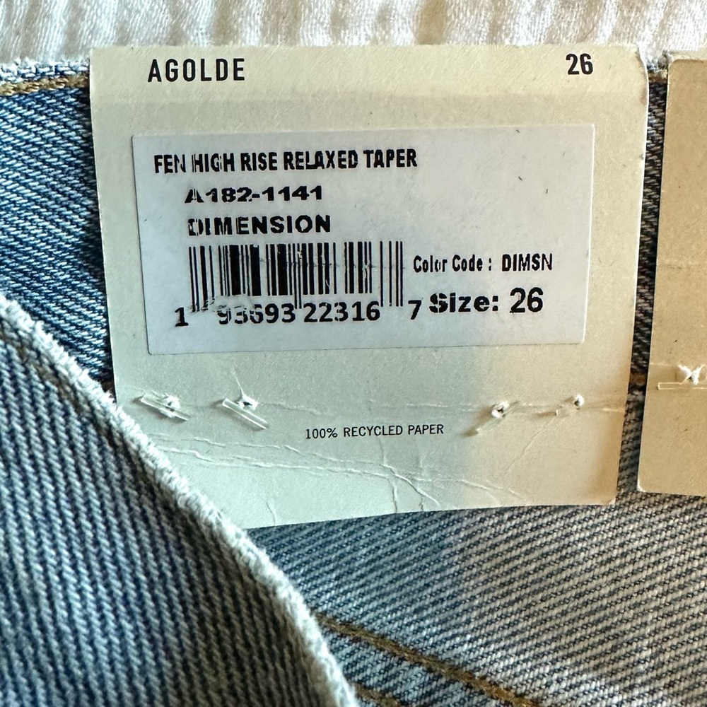 AGOLDE FEN - DIMENSION LIGHT WASH - SIZE 26 - NEW NWT - Picture 10 of 11